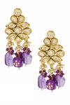 Buy_Ishhaara_Purple Pearls, Stones Embellished Earrings _Online_at_Aza_Fashions
