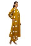 Khat_Yellow Round Neck Polka Dot Dress Pant Co-ord Set _Online_at_Aza_Fashions