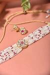 Buy_Swabhimann_Red Diamonds, Stones Pearl Embellished Choker Set _Online_at_Aza_Fashions