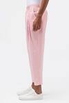 Genes Lecoanet Hemant Pink Cotton Twill Plain Pleated Pastel Trouser Online at Aza Fashions Genes Lecoanet Hemant_Pink Cotton Twill Plain Pleated Pastel Trouser _Online_at_Aza_Fashions
