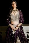 Shop_MATSYA_Purple Silk And Georgette Organza Royal Matsya Bridal Lehenga Set  _at_Aza_Fashions