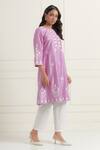Ikshita Choudhary_Purple Chanderi Silk Flared Embroidered Kurta_Online_at_Aza_Fashions