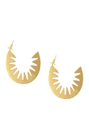 Ishhaara_Gold Plated Sunrays Cut Work Earrings _Online_at_Aza_Fashions
