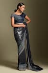 Two Sisters By Gyans_Black Georgette Sequin Embellished Sheeting Saree With Blouse_Online_at_Aza_Fashions