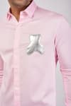 Sanjana reddy Designs_Pink Stretchable Cotton Hand Embroidered Teddy Shirt  _Online_at_Aza_Fashions