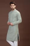 Kasbah_Grey Silk Embroidered Chikankari Work Kurta Set _Online_at_Aza_Fashions