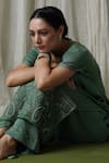 Kanika Sharma_Green Kurta And Palazzo Modal Embroidered Paisley Round Hem Set _Online_at_Aza_Fashions