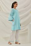 TIC_Blue Cotton Embroidered Chikankari Round Pak Geometric Kurta Palazzo Set _Online_at_Aza_Fashions