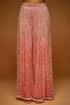 Neeta Lulla_Peach Tulle Sequins, Beads, Crystals V-neck Kirsi Embroidered Kurta Sharara Set_Online_at_Aza_Fashions
