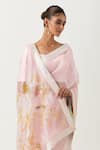 Label Earthen_Pink Organza Silk Embroidered Floral Sweetheart Neck Saree With Blouse  _Online_at_Aza_Fashions