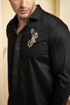 Hilo Design_Black Giza Cotton Embroidery Elephant Motif Perto Reindeer Shirt _Online_at_Aza_Fashions