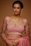 Neeta Lulla_Coral Shimmer Georgette Cutdana, Sequin, Beads And Embellished Saree With Blouse_Online_at_Aza_Fashions
