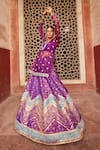 Aditi Gupta_Purple Lehenga Silk And Embroidered Patola Pattern Set  _Online_at_Aza_Fashions