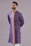 Kasbah_Purple Georgette Embroidered Striped Pattern Sequin Kurta _Online_at_Aza_Fashions