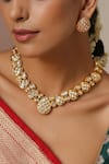 Swabhimann_Gold Plated Diamonds, Stones, Pearls Shaped Necklace Set _Online_at_Aza_Fashions