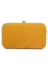 A Clutch Story_Yellow Embellished Velvet Crystal Studded Clutch _Online_at_Aza_Fashions