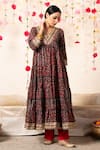 Buy_Marche_Black Cotton V Neck Tiered Anarkali Set _at_Aza_Fashions