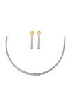Ishhaara_Gold Plated Crystals Cubic Zirconia Embellished Necklace Set _Online_at_Aza_Fashions