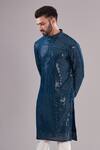 Kasbah_Blue Georgette, Cotton Mirrors And Intricate Thread Work Kurta_Online_at_Aza_Fashions