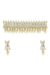 Ishhaara_Gold Plated Pearls, Diamonds Embellished Choker Set _Online_at_Aza_Fashions