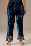 Anantaa by Roohi_Blue Velvet Embroidered Floral Placed Palazzo Pant _Online_at_Aza_Fashions