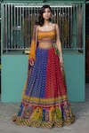 Irrau By Samir Mantri_Multi Color Georgette, Net Sequins, Cut Work, Mughal Print Panelled Lehenga Set _Online_at_Aza_Fashions