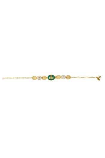 ZARIIN_Gold Plated Crystals Floral Onyx Embellished Bracelet _Online_at_Aza_Fashions