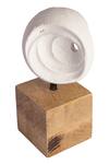 H2h_White Wood Hemisphere Sculpture Table Decor_Online_at_Aza_Fashions