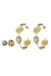 Ishhaara_Gold Plated Crystals, Stones Floral Hoop Earrings And Ring Set _Online_at_Aza_Fashions
