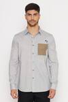 Lacquer Embassy_Grey Textured Cotton Hand Embroidered Floral Motif Plowden Shirt  _Online_at_Aza_Fashions