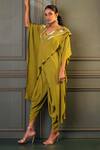 Kaprapan By Anaita Shah Green Wrap Over Kaftan And Dhoti Pant Set Online at Aza Fashions Kaprapan By Anaita Shah_Green Wrap Over Kaftan And Dhoti Pant Set _Online_at_Aza_Fashions