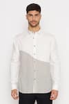 Lacquer Embassy_White Textured Cotton Billiter Shirt  _Online_at_Aza_Fashions