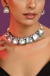 SWABHIMANN_Grey Kundan Choker Necklace Set _Online_at_Aza_Fashions