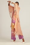 AMKA_Orange Crepe And Chiffon Printed & Hand Embroidered Animal Cape Rupa Tunic Set _Online_at_Aza_Fashions