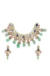 Ishhaara_Multi Color Diamonds, Beads Stone Embellished Choker Set _Online_at_Aza_Fashions
