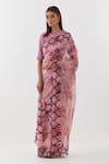 Amisha Kothari_Pink Organza, Diamonds Guldasta Floral Print Saree_Online_at_Aza_Fashions