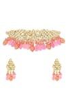 Ishhaara Pink Beads, Stones Abstract Embellished Choker Necklace Set Online at Aza Fashions Ishhaara_Pink Beads, Stones Abstract Embellished Choker Necklace Set _Online_at_Aza_Fashions