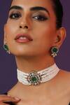 Swabhimann_Green Pearls Polki Studded Choker Necklace Set _Online_at_Aza_Fashions