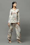 Buy_AK-OK_Multi Color Satin Printed Abstract Pattern Shirt And Joggers Co-ord Set  _Online_at_Aza_Fashions