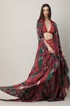 Limerick by Abirr N' Nanki_Multi Color Crepe Abstract Front Open Cole Mutli Motif Cape  _Online_at_Aza_Fashions