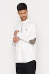 Lacquer Embassy_White 100% Cotton Embroidery Antler Motif James Shirt  _Online_at_Aza_Fashions