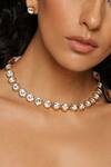 Swabhimann_Gold Plated Diamonds, Stones Circular Polki Embellished Necklace Set _Online_at_Aza_Fashions
