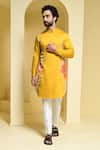 KUSTOMEYES_Yellow Cotton Kurta And Pant Set _Online_at_Aza_Fashions