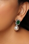 SWABHIMANN_Green Embellished Pearl Earrings_Online_at_Aza_Fashions