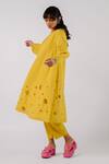 Buy_Tussah By Siddhi Shah_Yellow Cotton Cut-work Round Hem Kurta With Pant  _Online_at_Aza_Fashions