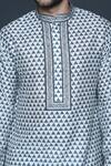 Sanjev Marwaaha_Grey Cotton, Silk Sequins, Beads, Cut Work Block Print Kurta Set_Online_at_Aza_Fashions