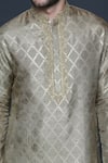 Buy_Sanjev Marwaaha_Green Cotton Silk Embroidered Zari Work Placket Kurta Set _Online_at_Aza_Fashions