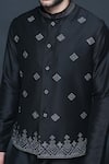 Buy_Sanjev Marwaaha_Black Cotton Silk Embellished And Embroidered Sequin Geometric Bundi Kurta Set _Online_at_Aza_Fashions