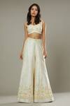 Buy_I Am Design_Ivory Raw , Organza French Vanilla Embroidered Palazzo Set With Kaftan _Online_at_Aza_Fashions
