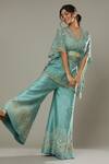 Buy_I am Design_Blue Raw Silk Hand Embroidered Floral Peppermint Candy Palazzo Set With Kaftan _Online_at_Aza_Fashions